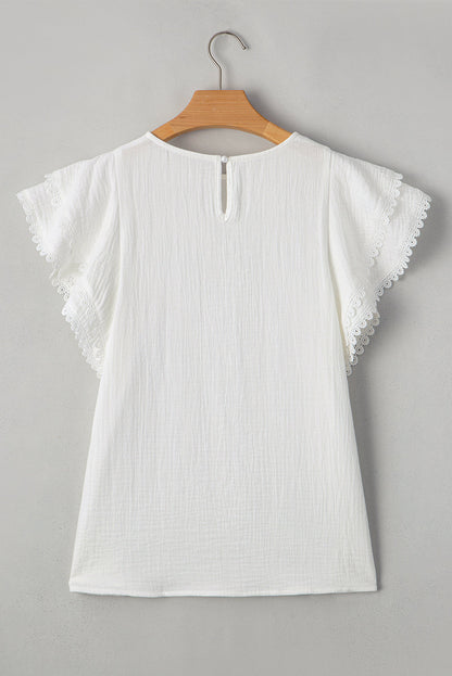 Threaded Pear Cecelia Ruffled Flutter Sleeve Blouse