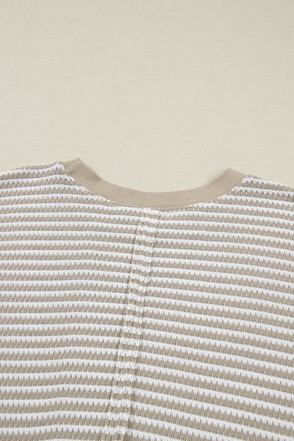 Threaded Pear Vanessa Knit Ribbed Trim Long Sleeve PLUS Top