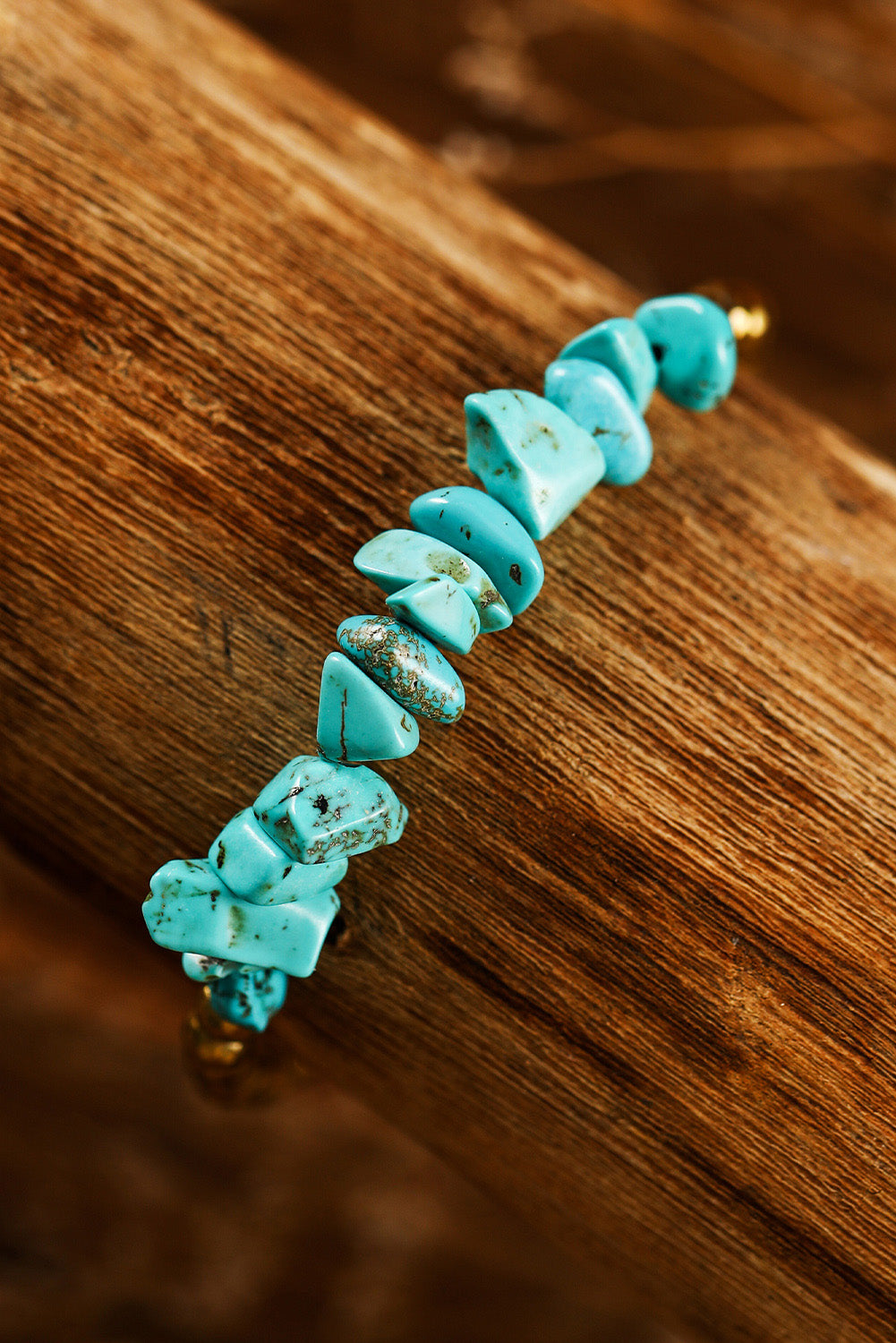 Threaded Pear Gold Turquoise Beading Adjustable Bracelet