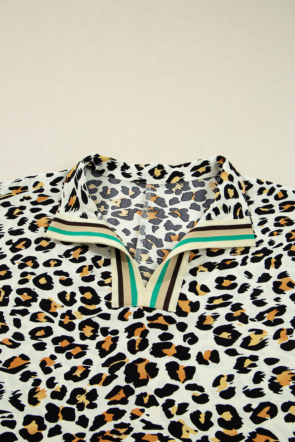 Threaded Pear Laurel Leopard V Neck Blouse