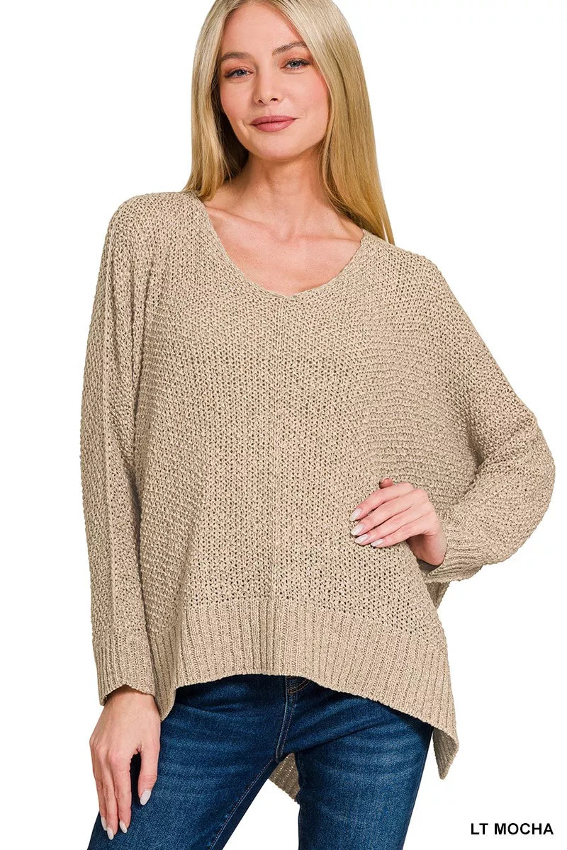 Zenana Dolman Sleeve V-Neck Sweater