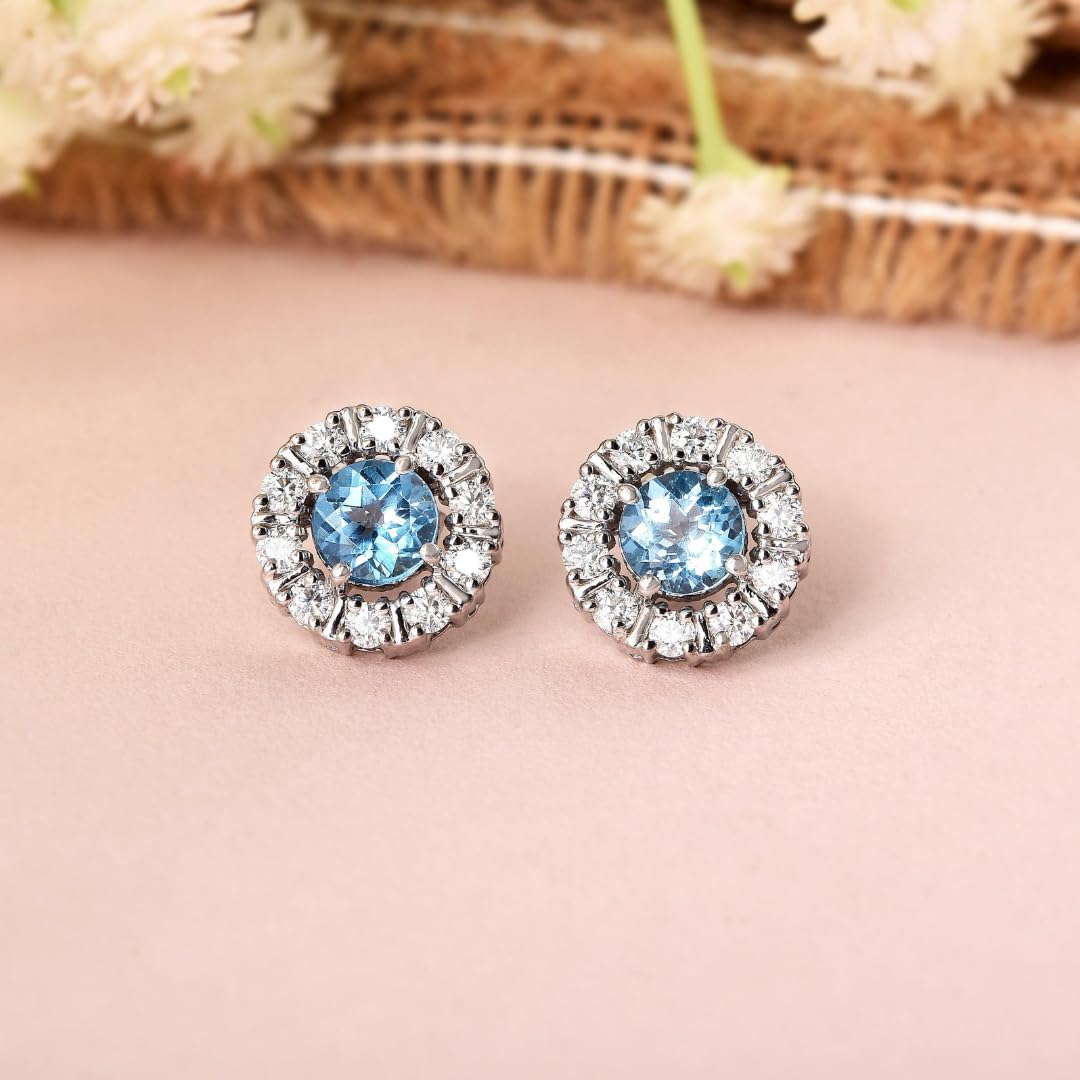 Silver Natural Cushion Shaped Blue Topaz Earrings & Necklace Jewelry Sets
