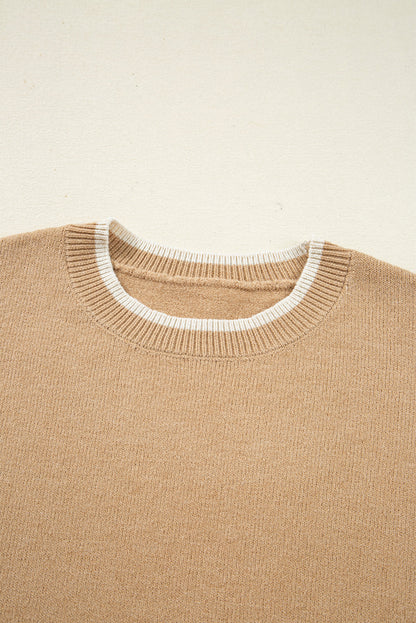 Threaded Pear Ava Cuff Contrast Trim Sweater