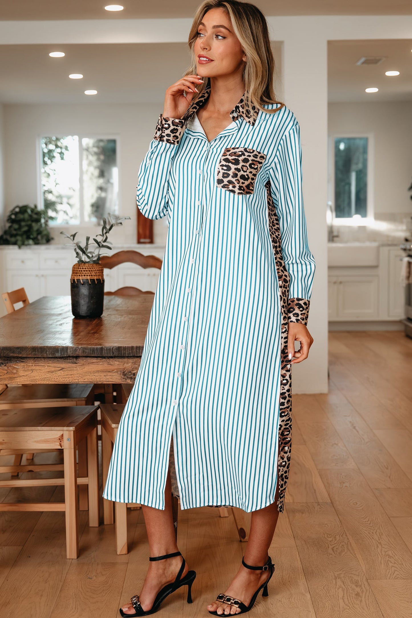 Threaded Pear Savannah Contrast Patchwork Long Shirt