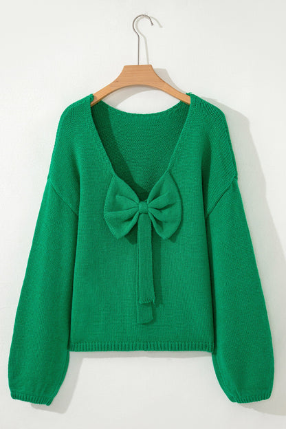 Threaded Pear Raven Backless Bubble Sleeve Sweater