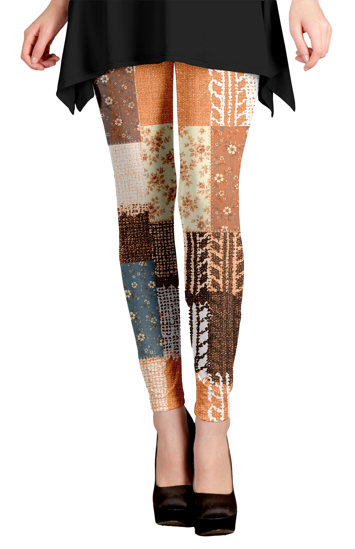 Brown Multicolor Patchwork Print 1-