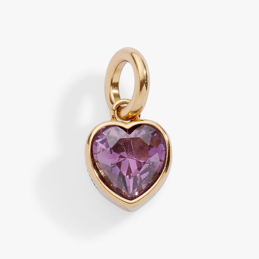 February 'Clarity' Heart Birthstone Charm