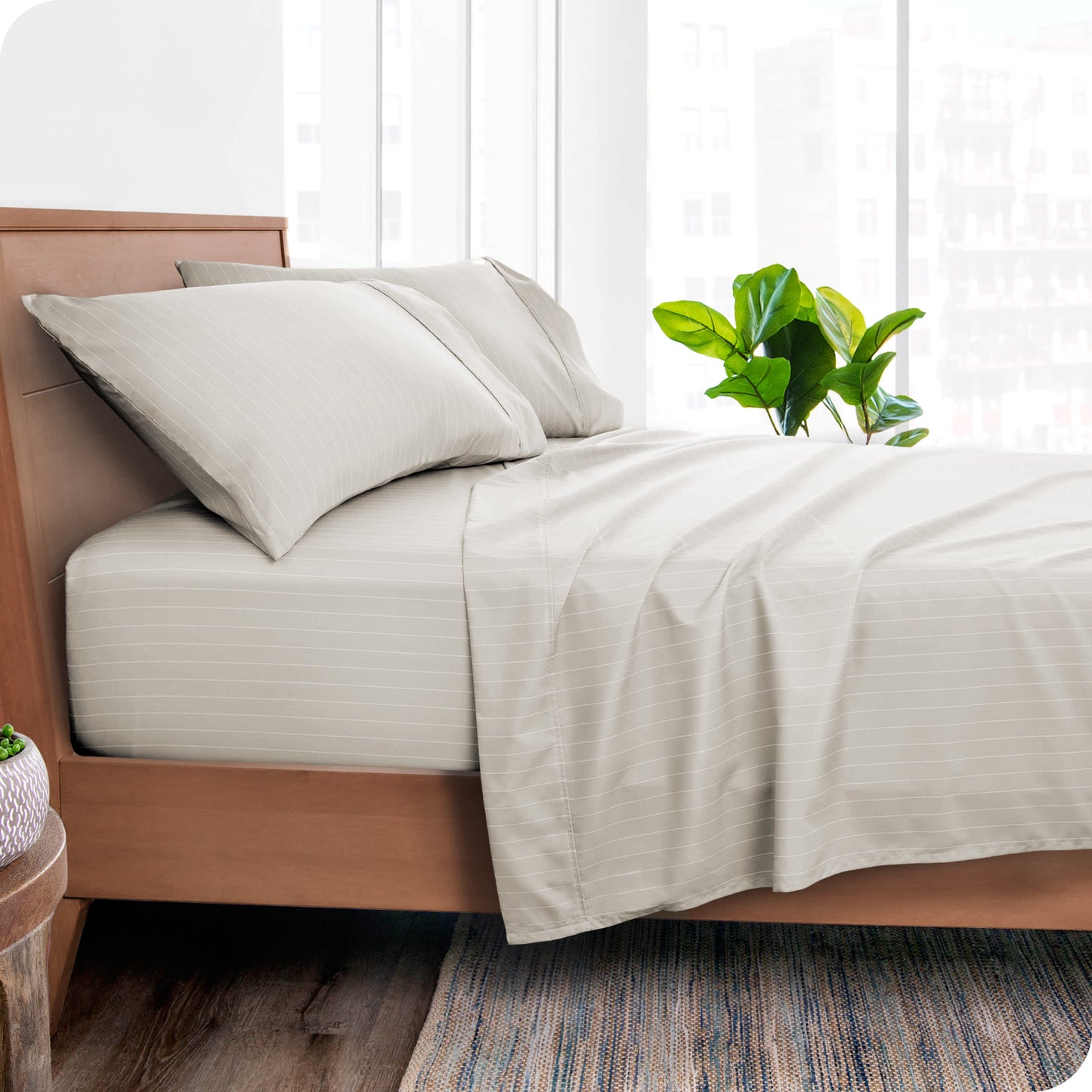 Pinstripe - Stone/White-