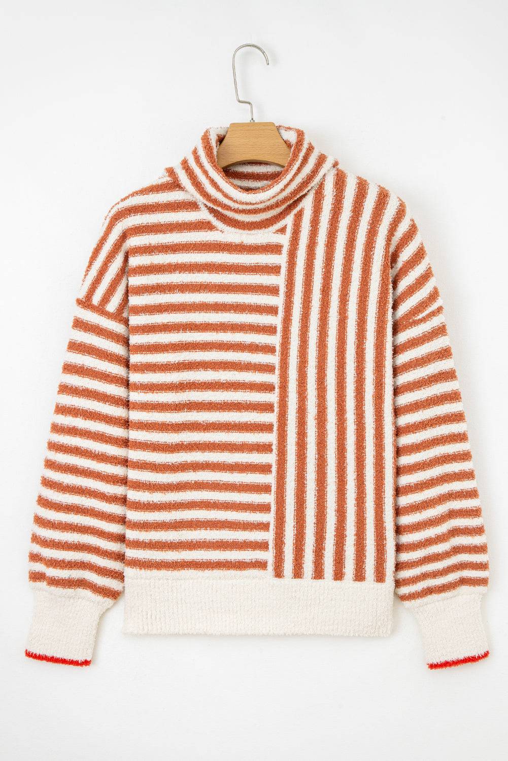 Emily Cowl Drop Shoulder Sweater - Orange Stripe / M - 8/10