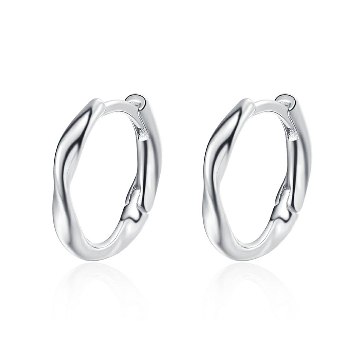 Silvertone Wave Huggie Earring