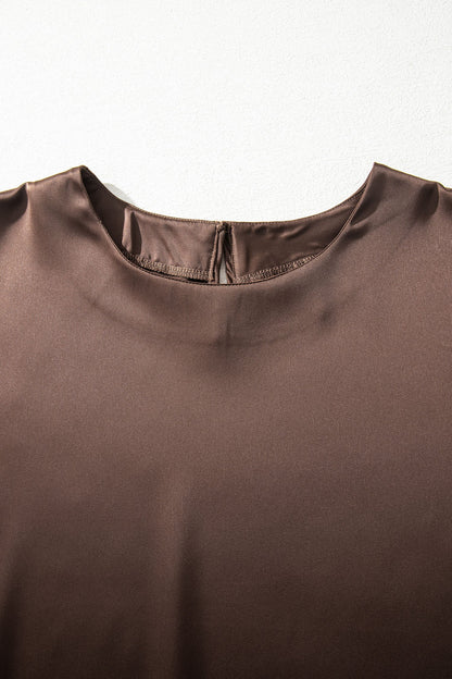 Threaded Pear Saige Short Sleeve Satin Top