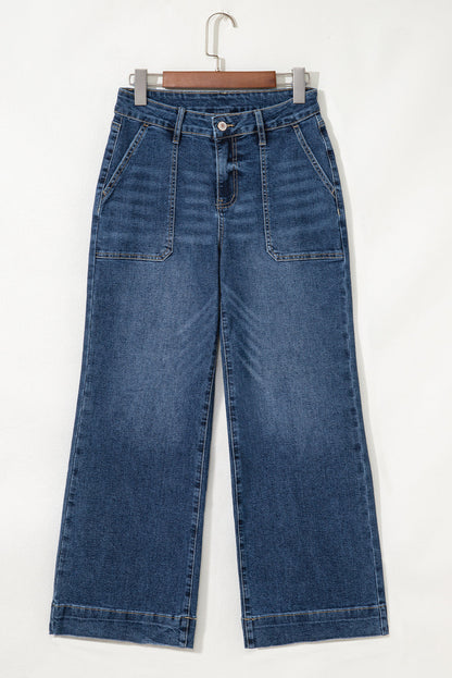 Threaded Pear Courtney Cropped High Rise Wide Leg Jeans