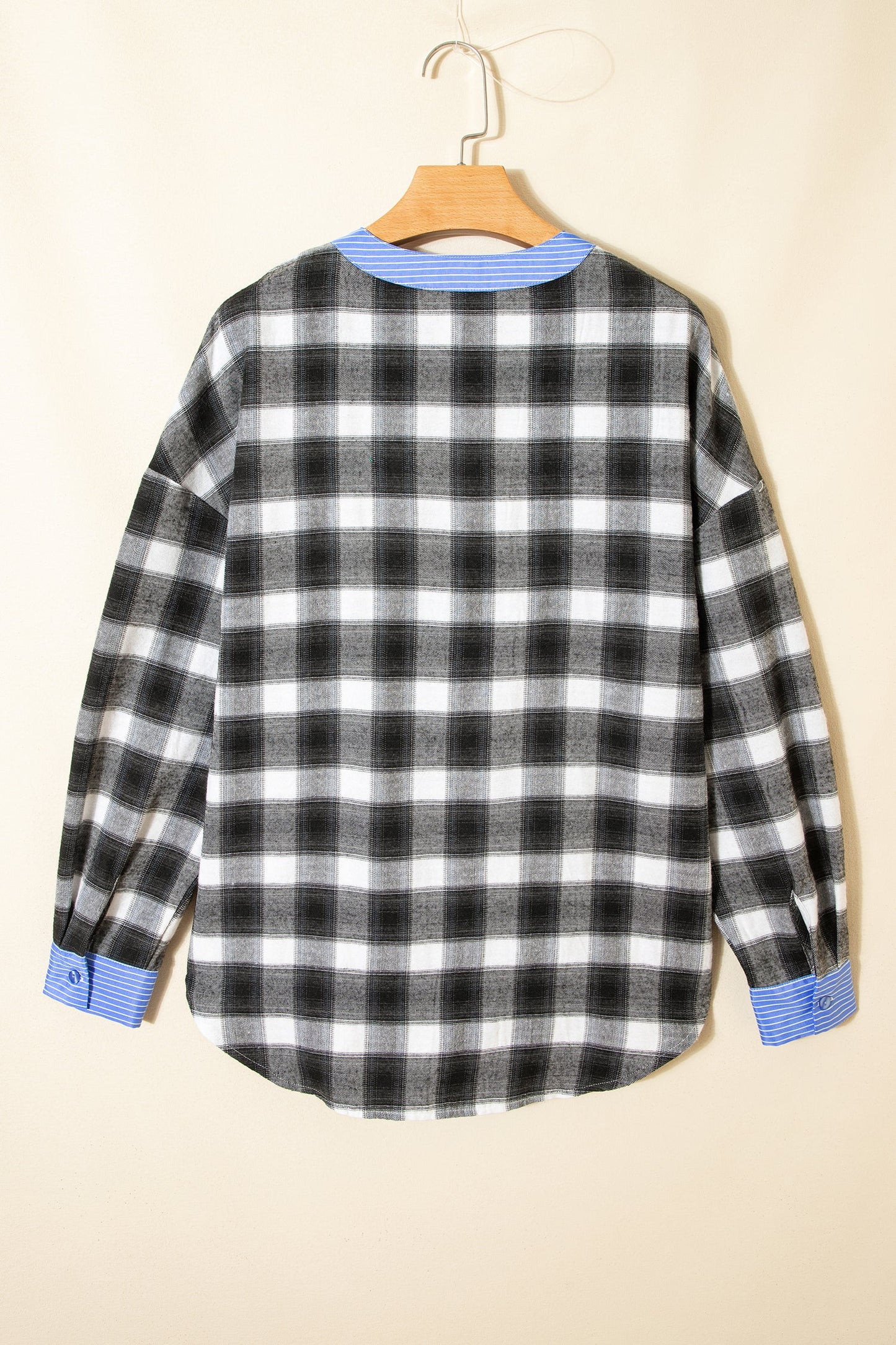 Threaded Pear Ezra Half Placket Plaid Blouse