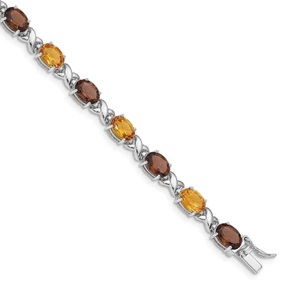 Genuine Multistone Sterling Silver Link Bracelet