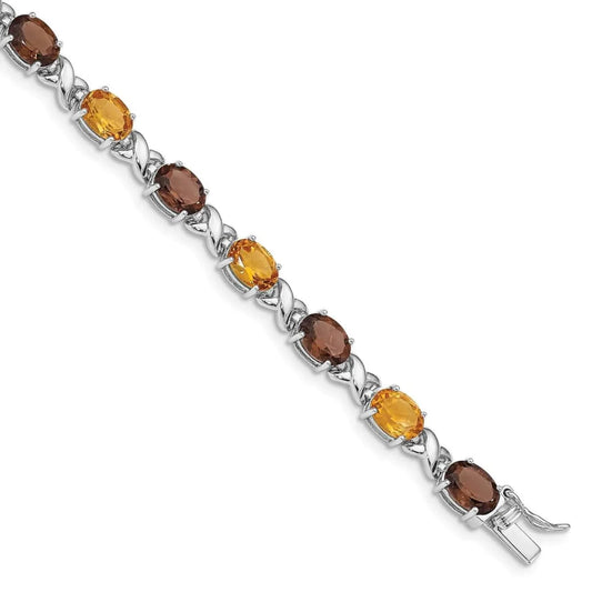 Genuine Multistone Sterling Silver Link Bracelet