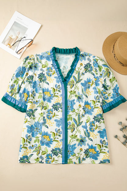 Threaded Pear Alisson Short Sleeve Floral Plus Blouse