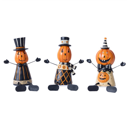 Melrose International Jack o Lantern Shelf Sitter (Set of 3)