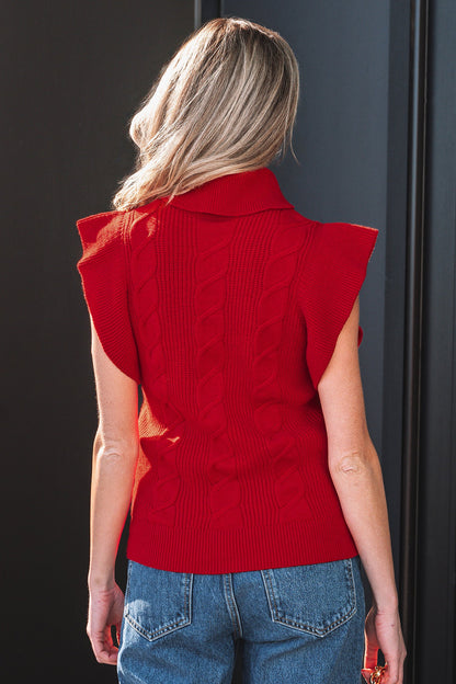 Threaded Pear Alessia Ruffled Short Sleeve Sweater