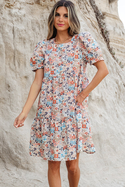 Threaded Pear Aliana Bohemian Floral Mini Dress