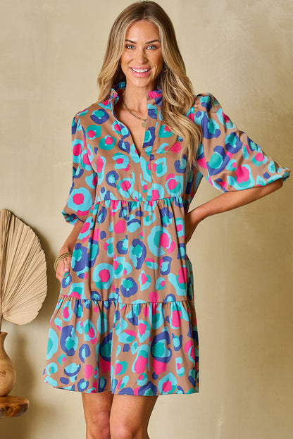 Threaded Pear Emerie Sleeve Slit Ruffled Dress