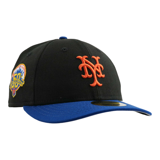 New Era 59Fifty MLB New York Mets 50th Anniversary Low Profile Fitted Hat Black/Royal
