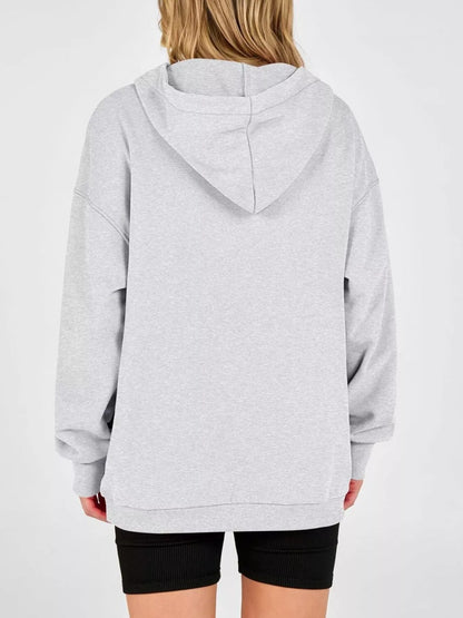 Half Snap Dropped Shoulder Hoodie