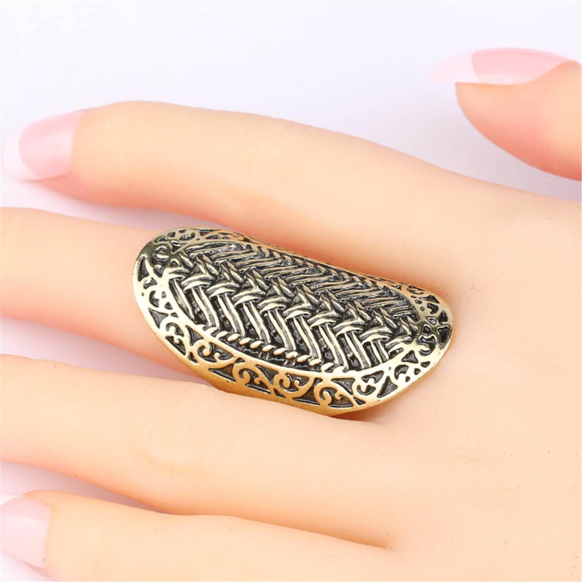 Goldtone Weaving Band Ring-9