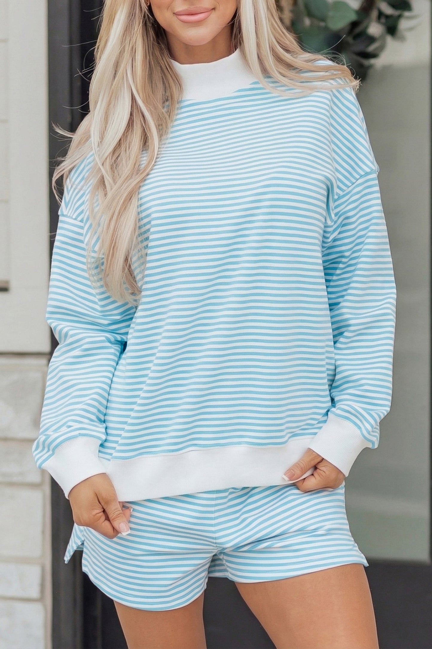 Threaded Pear Juliette Mock Sweatshirt and Shorts Set