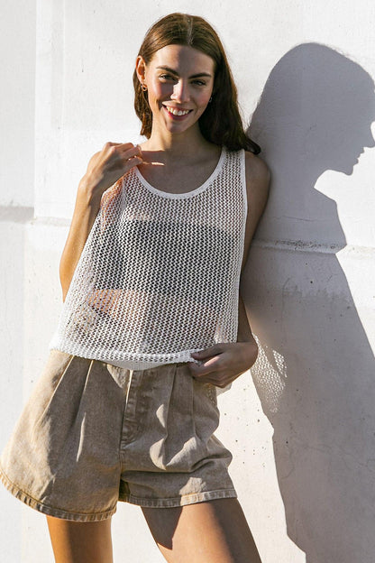 Lost in the Waves Woven Tank Top