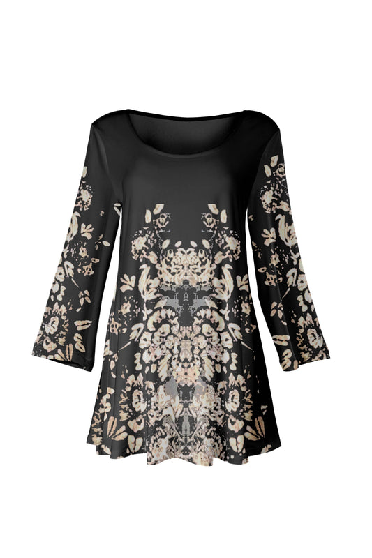 Champagne and Black Geometric Print-