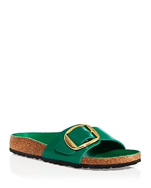 Birkenstock Unisex Madrid Big Buckle Natural Leather Patent High Shine Digital Green