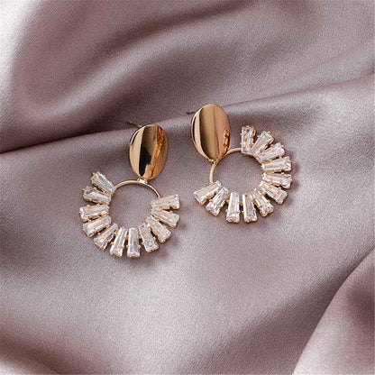 Goldtone & Crystal Circle Drop Earrings