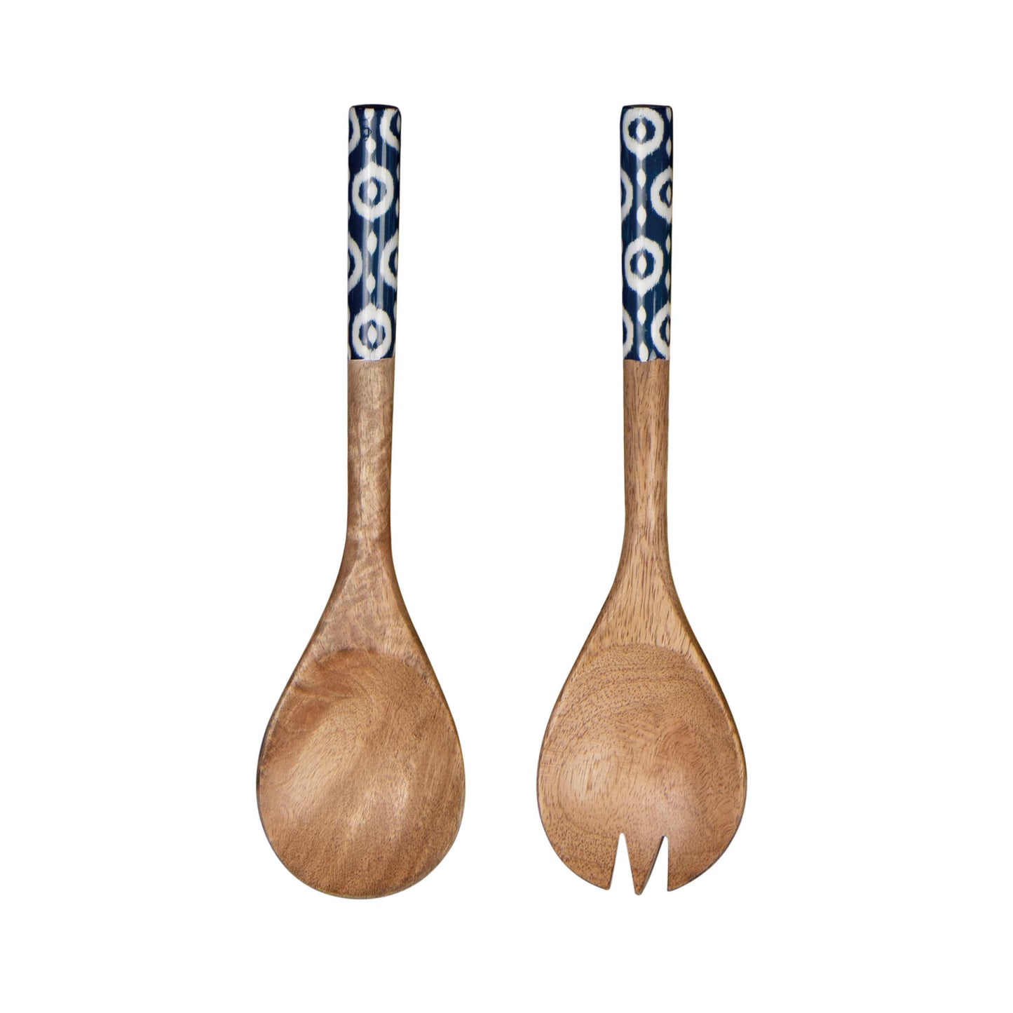 11 Inch Brown Spring Enamel Ikat Serving Spoons Set of 2 Perfect for Spring Entertaining and Serving
