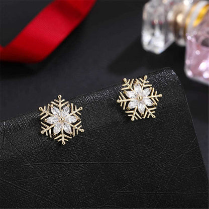 Crystal & Goldtone Snowflake Stud Earrings