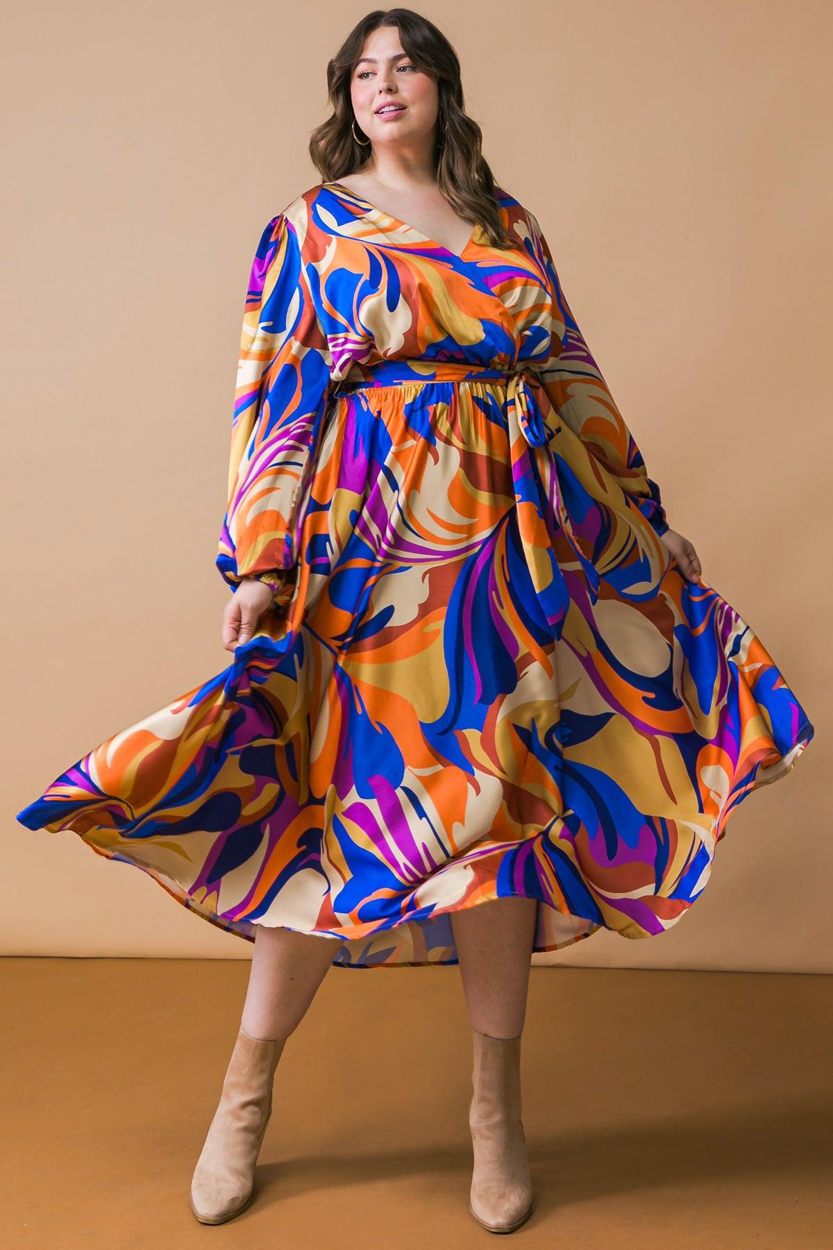 Bold Adventures Woven Satin Midi Dress