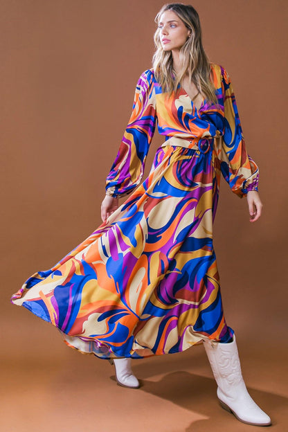 Bold Adventures Woven Satin Midi Dress