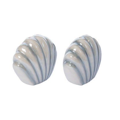 Dolomite Seashell Salt and Pepper Set of 2 Blue for Spring Serving and Entertaining
