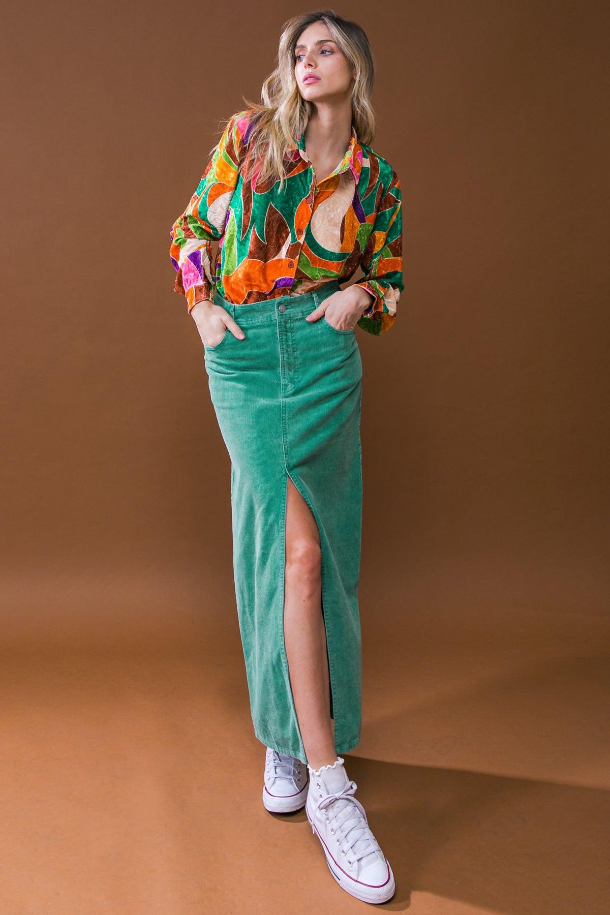 Perfect Pick Corduroy Midi Skirt