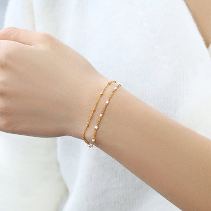 Mint & Lily Dainty Double Chain Beaded Bracelet