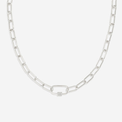 Mint & Lily Link Chain Necklace with Pave Carabiner Clasp