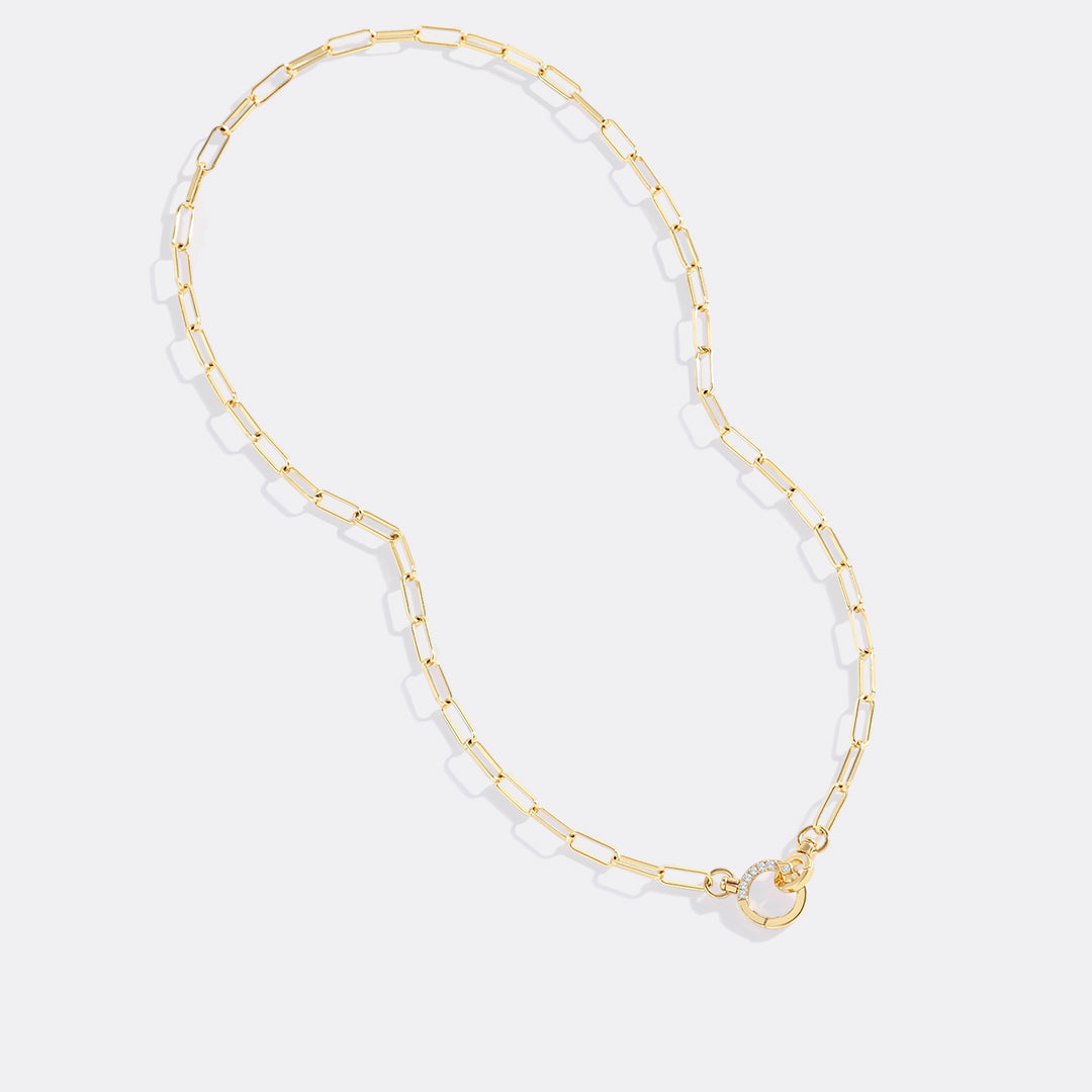 Mint & Lily Pave Mint Paperclip Necklace
