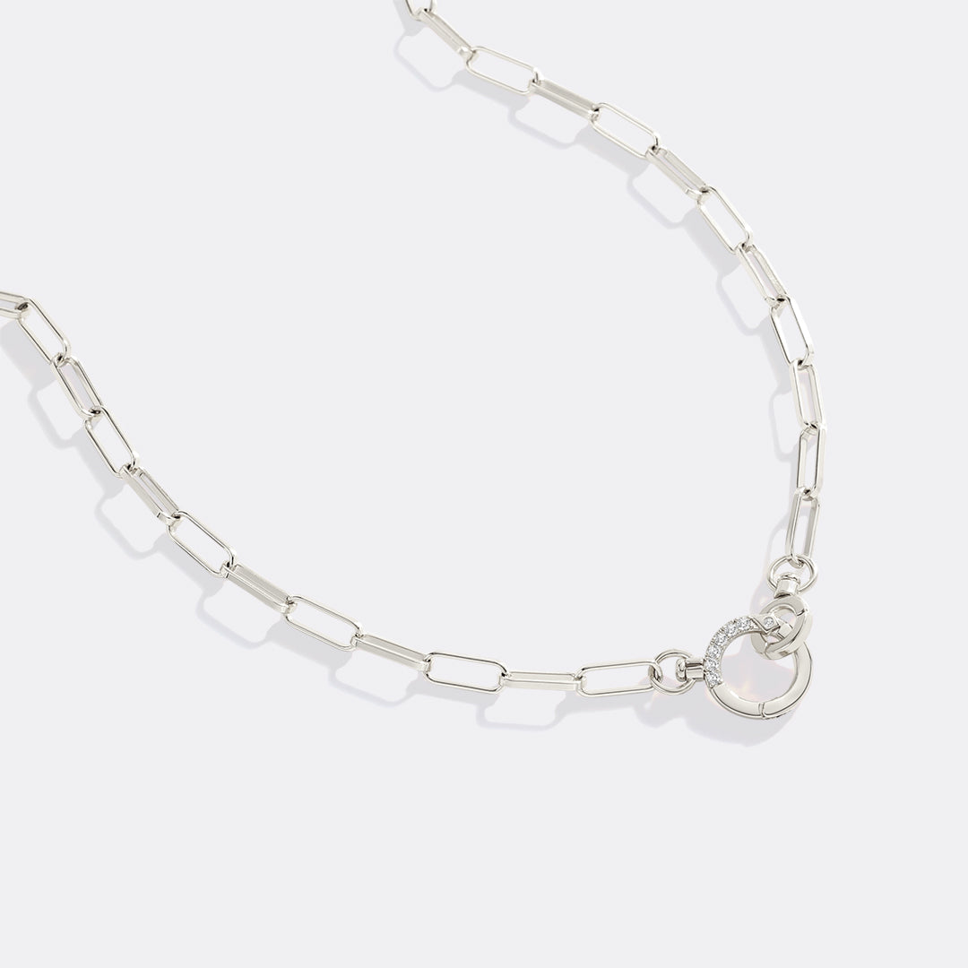 Mint & Lily Pave Mint Paperclip Necklace