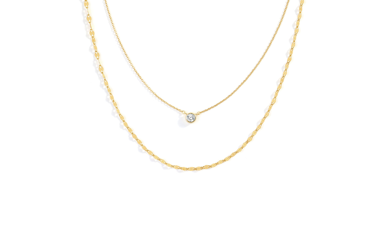 Mint & Lily Classic Bezel Necklace and Petal Chain Set