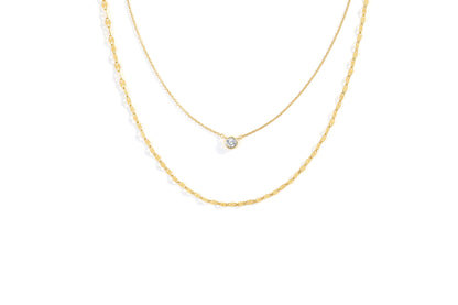 Mint & Lily Classic Bezel Necklace and Petal Chain Set