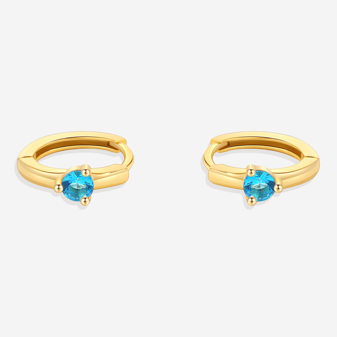 Mint & Lily Solitaire Birthstone Huggie Hoop Earrings