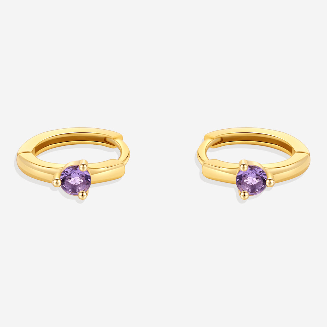 Mint & Lily Solitaire Birthstone Huggie Hoop Earrings