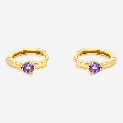 Mint & Lily Solitaire Birthstone Huggie Hoop Earrings