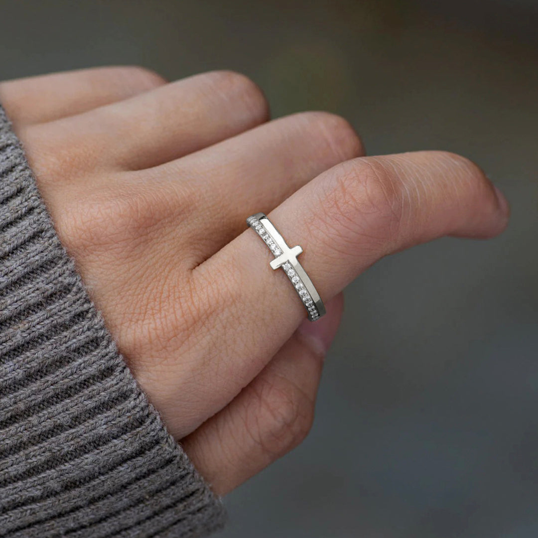 Mint & Lily Let God Be In Control Golden Cross Ring