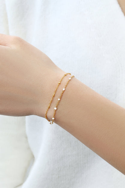 Mint & Lily Dainty Double Chain Beaded Bracelet