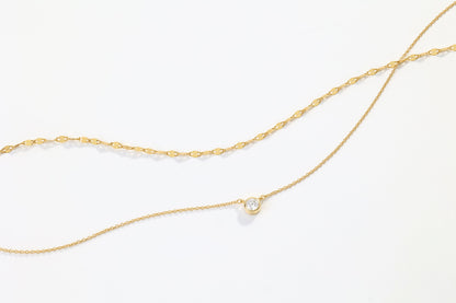 Mint & Lily Classic Bezel Necklace and Petal Chain Set